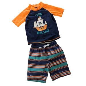Carter's Boys Orange/Blue Nautical Swim Suit size 5T